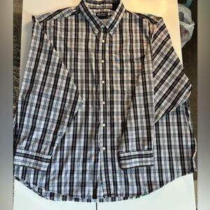 PURITAN WRINKLE‎ RESISTANT Men's Shirt Size 3XL. Blue Plaid Button.Long sleeve